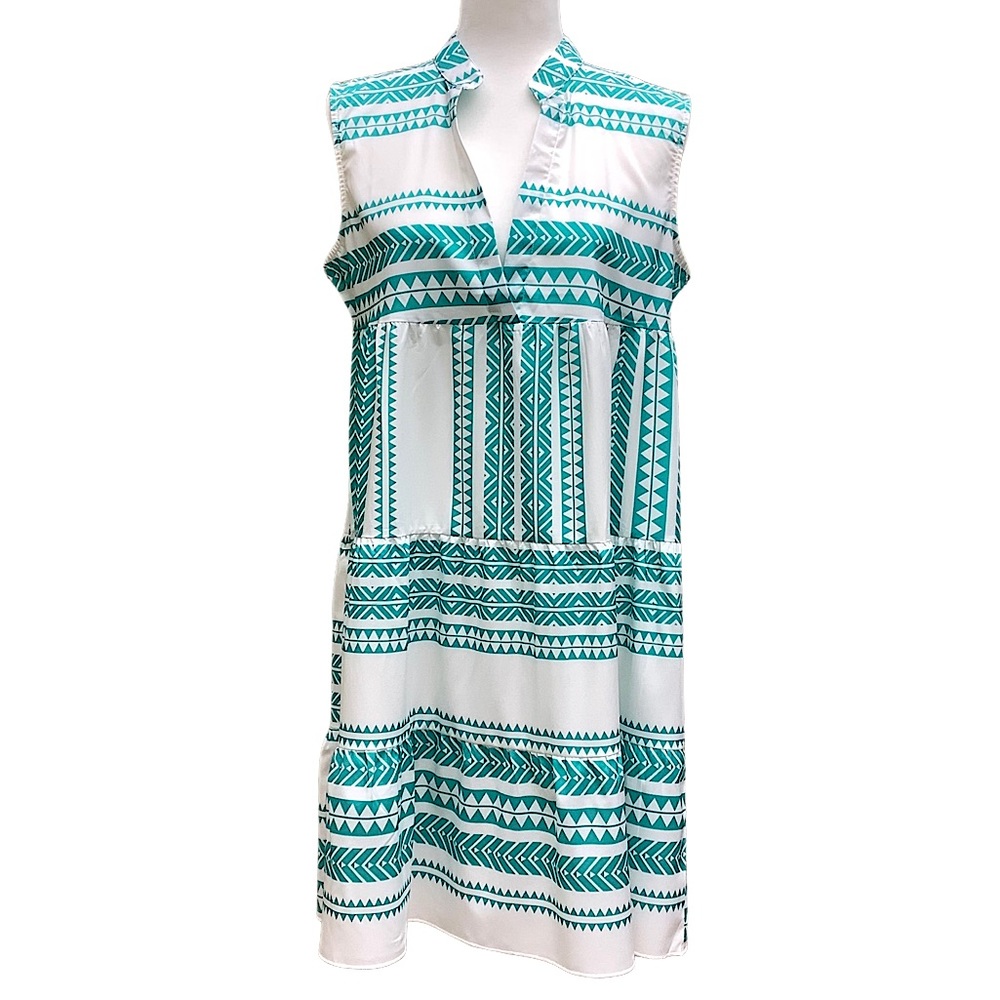 Chic Sleeveless Patterned Mini Shift Sundress, Me… - image 5